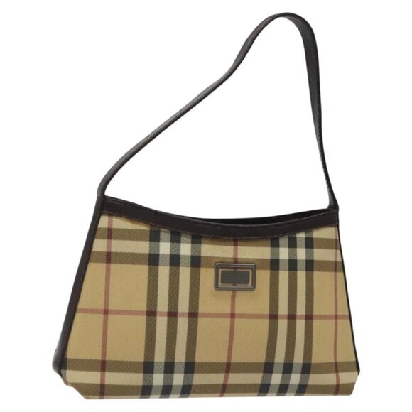 BURBERRY Nova Check Shoulder Bag PVC Beige Gold Auth 125282 - Picture 1 of 16